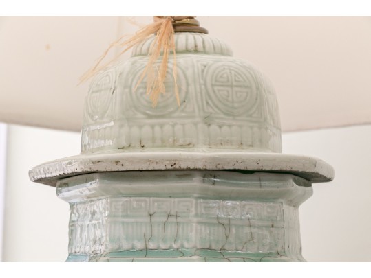 High Relief Chinese Ginger Jar Mounted As A Lamp