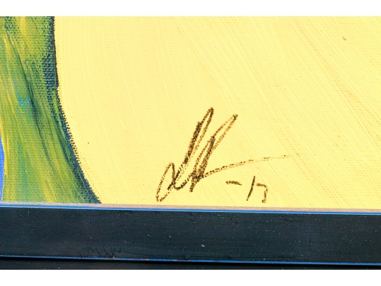 Signed Pop Art Style Acrylic On Canvas, Lips