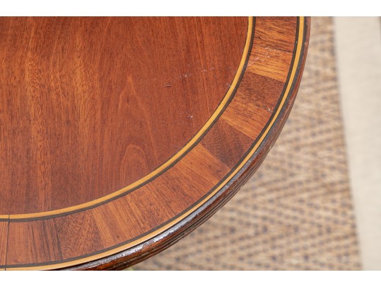 A Fine Rosewood Banded Mahogany Double Pedestal Dining Table W/ 4 Leaves 