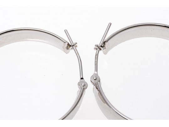 14k White Gold Classic Simple Round Hoop Earrings