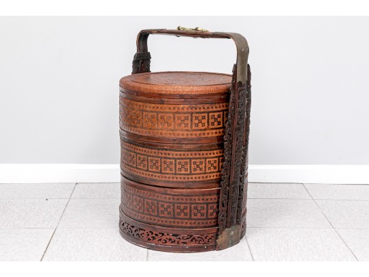 Large Chinese Woven Wedding Basket In 4 Parts