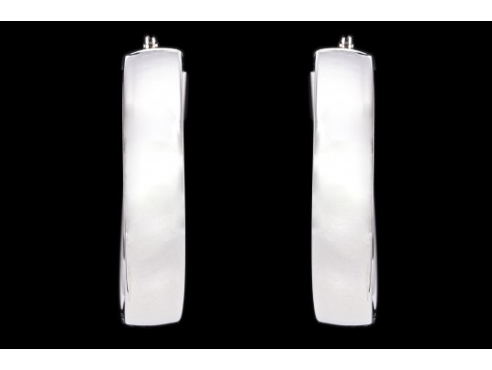 14k White Gold Classic Simple Round Hoop Earrings