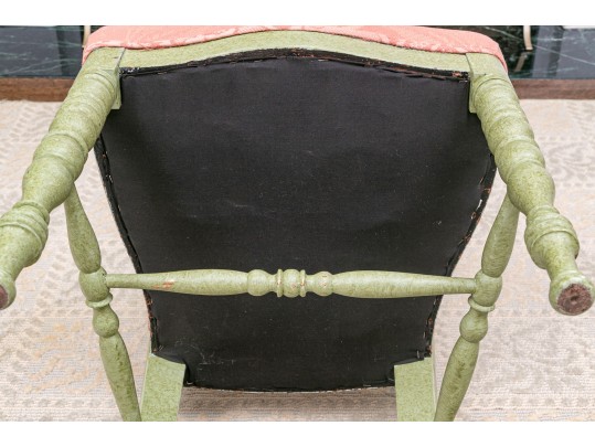 Vintage Faux Paint Decorated Carved Side Chair
