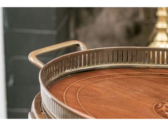 Vintage Oval Mahogany Tray Top Accent Table