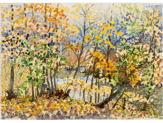 William L. Drake (1929-2019), Unframed Landscape Hudson River 