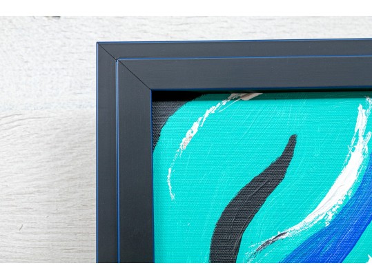 Signed Pop Art Style Acrylic On Canvas, Lips