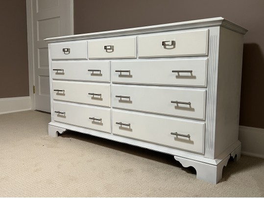 Knob Creek White Paint Decorated Long Dresser