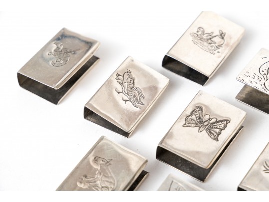 Lot Of Twelve Engraved 900 Silver Matchbook Covers