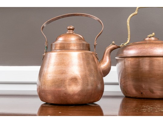 Collection Of Three Vintage Copper Kettles