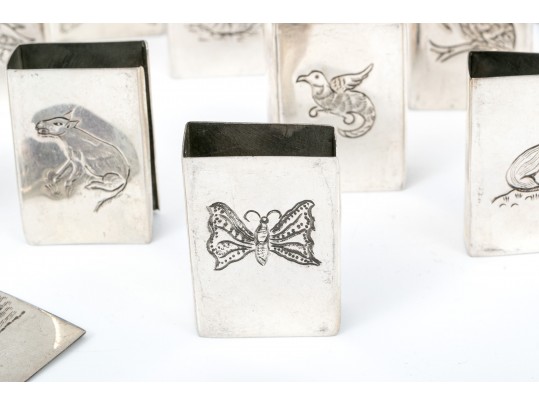 Lot Of Twelve Engraved 900 Silver Matchbook Covers