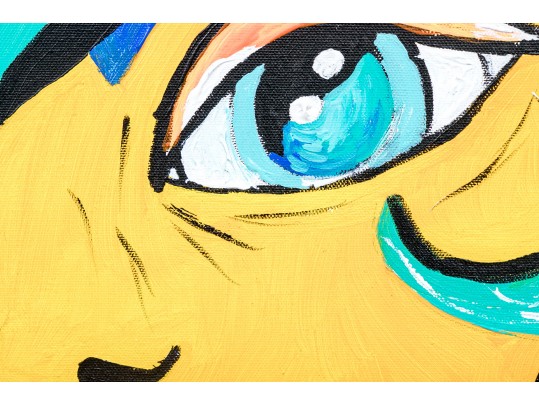 Signed Pop Art Style Acrylic On Canvas, Lips