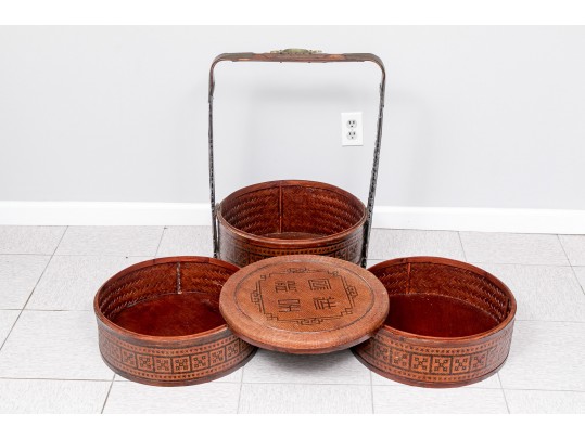 Large Chinese Woven Wedding Basket In 4 Parts