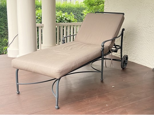 Brown Jordan Patinated Aluminum Chaise Lounge With Cushions