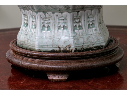 High Relief Chinese Ginger Jar Mounted As A Lamp