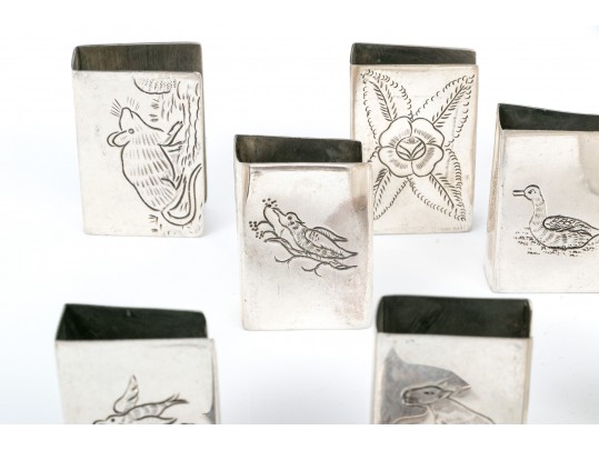 Lot Of Twelve Engraved 900 Silver Matchbook Covers