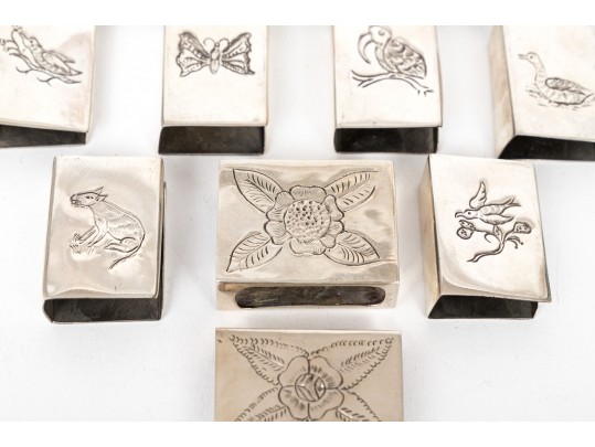 Lot Of Twelve Engraved 900 Silver Matchbook Covers
