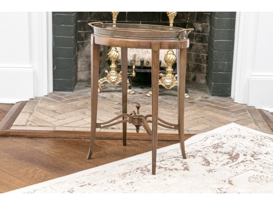 Vintage Oval Mahogany Tray Top Accent Table