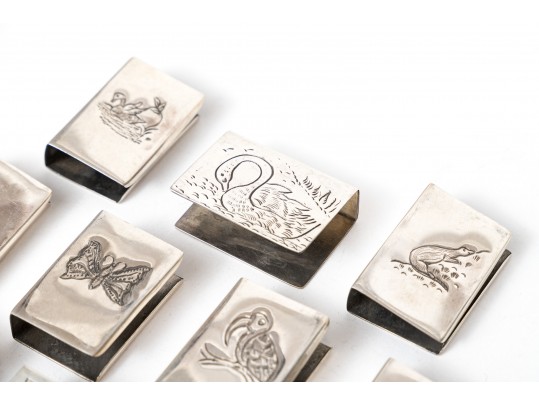 Lot Of Twelve Engraved 900 Silver Matchbook Covers
