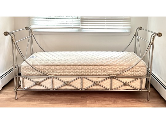 French Maison Jansen Style Polished Stainless Steel Day Bed 