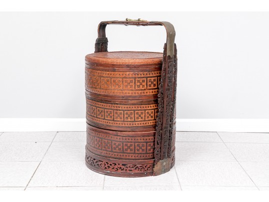 Large Chinese Woven Wedding Basket In 4 Parts