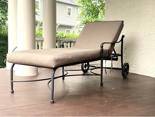 Brown Jordan Patinated Aluminum Chaise Lounge With Cushions