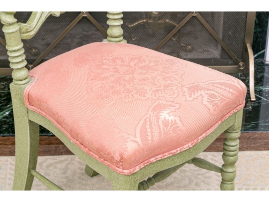 Vintage Faux Paint Decorated Carved Side Chair