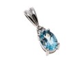 14k White Gold Pretty And Simple Aquamarine And Diamond Pendant