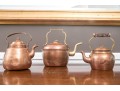Collection Of Three Vintage Copper Kettles