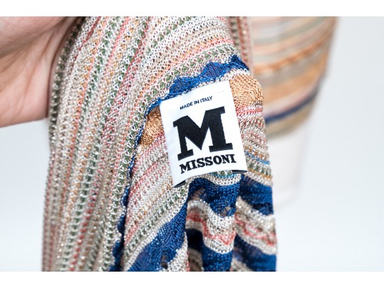 Missoni Pretty Drawstring Tank Top And Matching Cardigan Sweater Set, Size 10