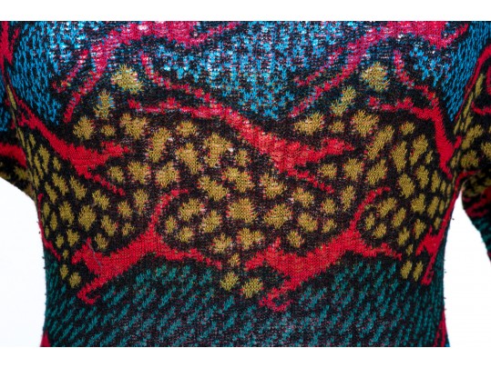 Missoni Vintage Knit Red And Blue Turtleneck, See Conditions