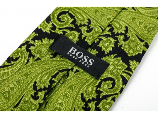 Lot Of Seven 100% Silk Neckties, Assorted Makers, Predominantly Black Tones