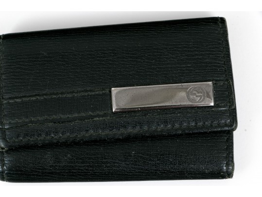 Gucci Leather Key Ring, With An Interior Slot Credit Card Holder Compartment, Boxed