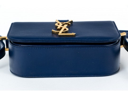 Yves St. Laurent Lovely Blue Marine Monogrammed Front Shoulder Bag, $1219- Retail