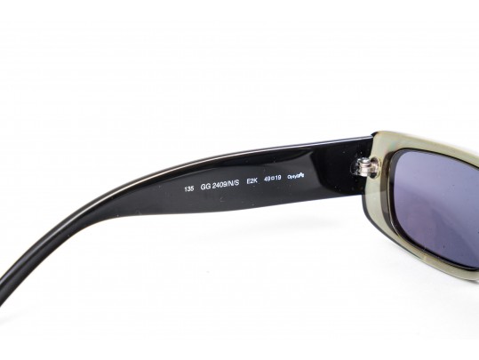 Gucci Elegant Greyish Green/brownish Purple Acrylic Sunglasses, With Case