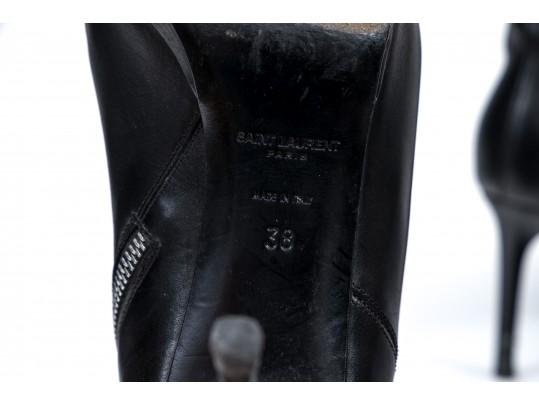 Saint Laurent Lot Of Three Black Leather Boots, Sizes 38 To 38 1/2, See Conditions