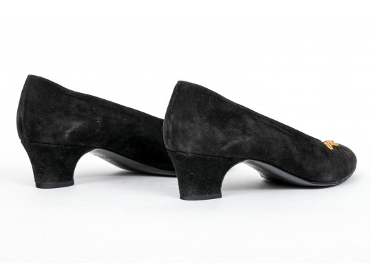 Chanel Black Studded Kitten Heels