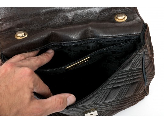 Bruno Magli Brown Quilted Leather Shoulder Bag