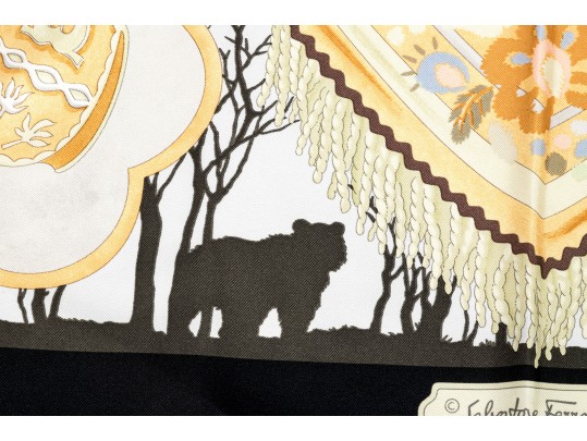 Lot Of Two Handsome Silk Scarves, Including Salvatore Ferragamo