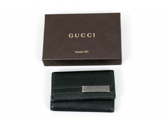 Gucci Leather Key Ring, With An Interior Slot Credit Card Holder Compartment, Boxed