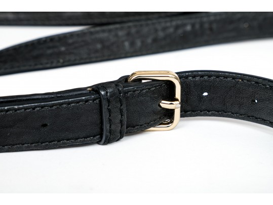 Cole Haan Pebbled Black Leather Flap Bag, Zip Pockets