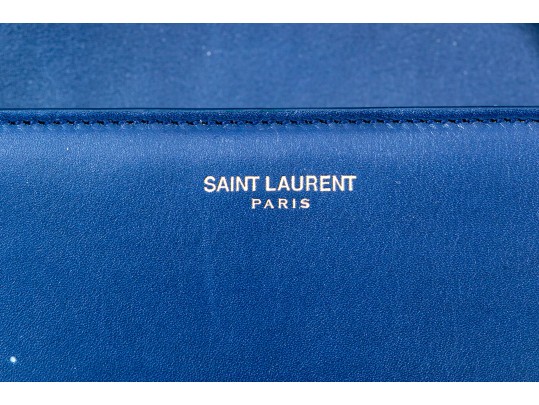 Yves St. Laurent Lovely Blue Marine Monogrammed Front Shoulder Bag, $1219- Retail