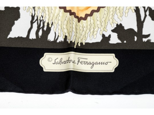 Lot Of Two Handsome Silk Scarves, Including Salvatore Ferragamo