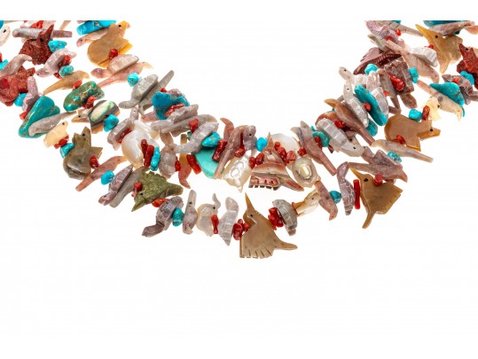 Carved Hard Stone Animal And Sterling Necklace