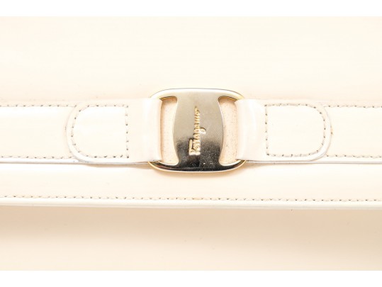 Ferragamo Handsome Ivory Patent Leather Shoulder Bag*