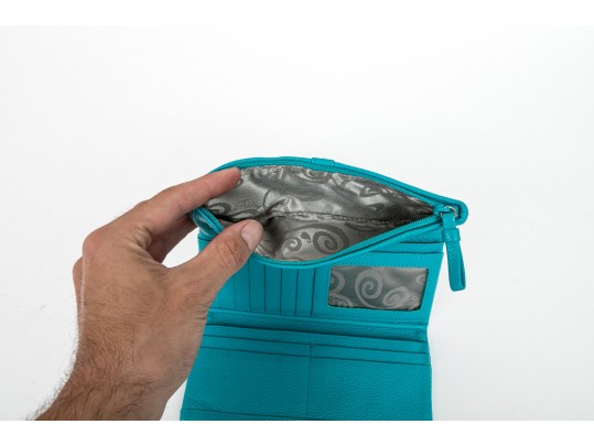 Lot Of Two Brighton Leather Wallets, Black And Turquoise