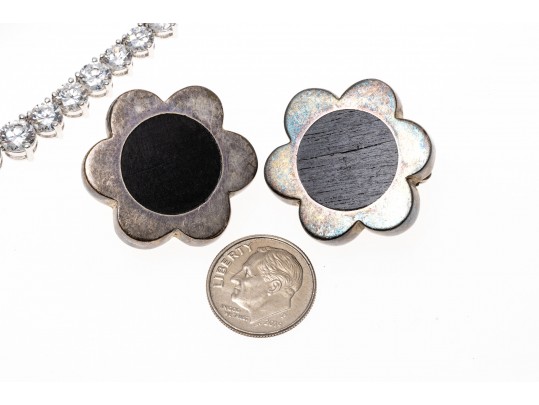 Group Of Sterling Silver Jewelry, Necklace, Brooches, Earrings, Ring And Locket