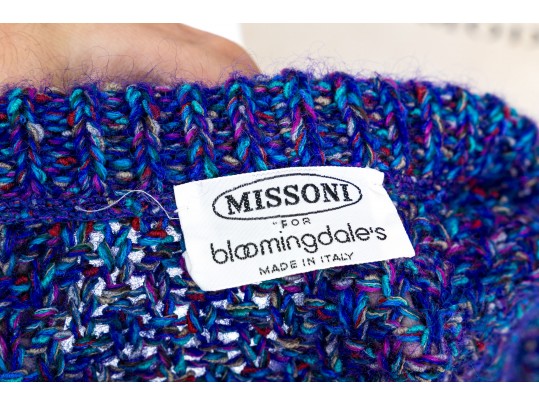 Missoni Funky Vintage Blue Knit And Fringed Cardigan Sweater