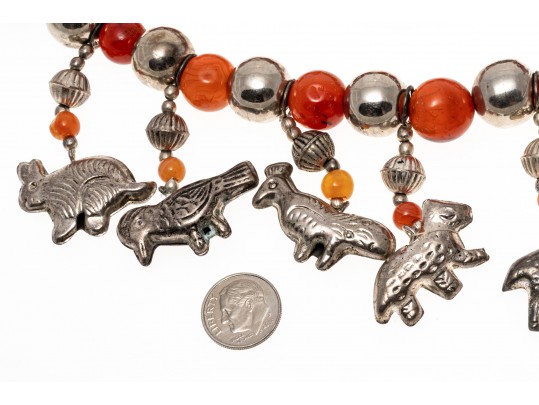 Carnelian And Coral Strung Beaded Necklaces