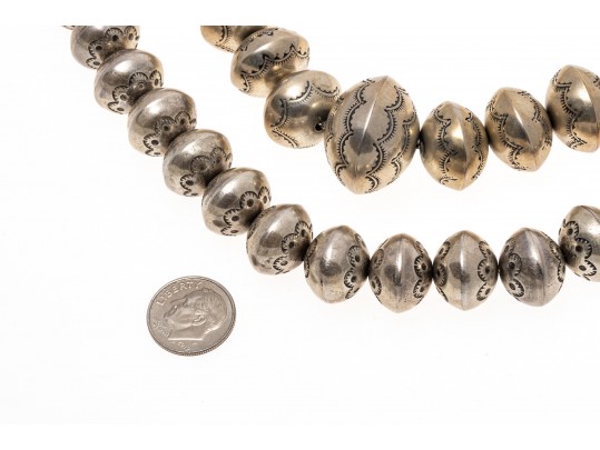 Two Sterling Silver Graduated Beaded Necklaces