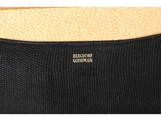 Bergdorf Goodman Handsome Black Leather Portfolio Envelope